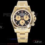 ARF 904L Rolex Cosmograph Daytona Swiss 4130 Watches - Yellow Gold Case,Black&Gold Dial